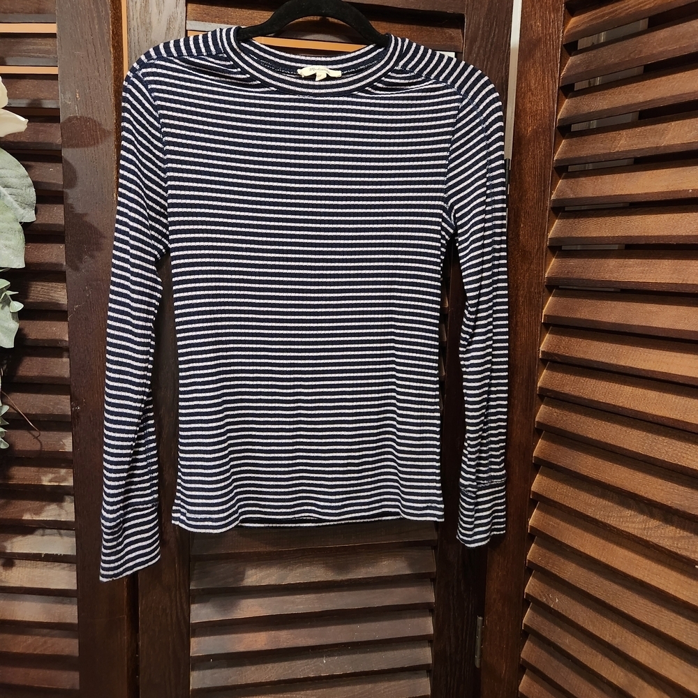 Madewell Navy and White Striped Long-Sleeve Tee